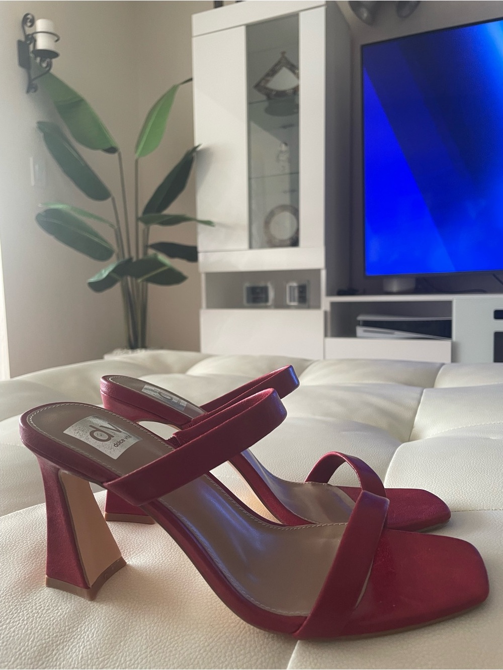 Dolce Vita Cherry Red Double-Strap Block Heel Sandals - Picture 6 of 12